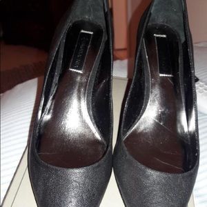 BCBG Black Glazed Goat Leather Heel **